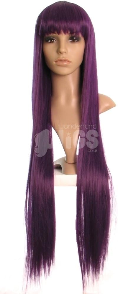 Wonderland Wigs Dark Purple Plum Coloured Extra Long Straight Fringe COSPLAY Wig