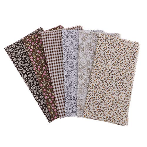 gazechimp 6 Pçs/Set Marrom Série Floral Algodão Tecido Patchwork Pano Para Costura Artesanato