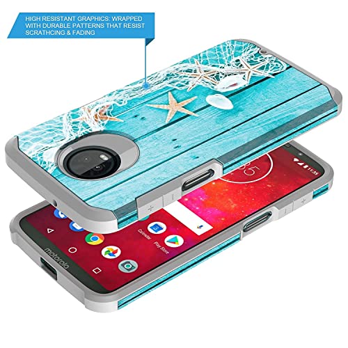 Moto Z3 Case, Moto Z3 Play Case, Rosebono Slim Hybrid Dual Layer Graphic Fashion Colorful Cover Armor Case For Motorola Moto Z Play 3Rd Generation (Starfish) #TOP1