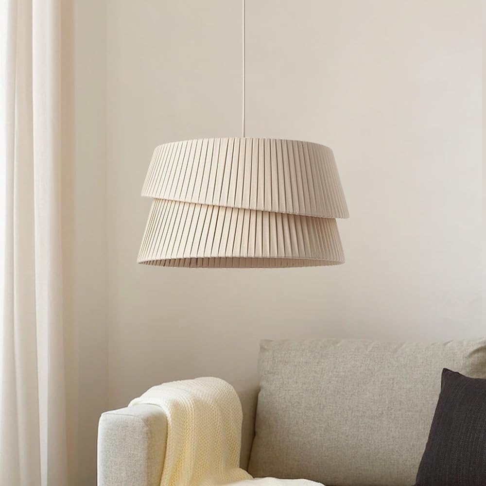 Żyrandol z tkaniny Led w stylu francuskim, lampa wisząca do salonu, jadalni lub sypialni, nordycka minimalistyczna ręcznie robiona tkanina wisząca / 55 cm
