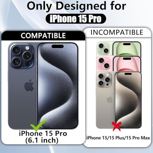 Image of VONZEE Clear Camera Kickstand Case for iPhone 15 Pro, Built-in Adjustable Camera Stand, Clear Magnetic Mag-Safe Shockproof Classic Series Phone Cover (Blue)