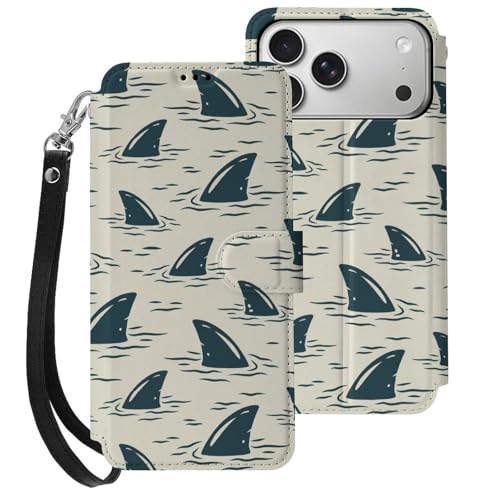 iphone 17用 ケース 鮫柄 手帳型 と互換性のある カード収納 いphone17用 カバー 手帳型 Puレザー 横置きスタンド機能 折りたたみ スマホケース スタンド付き アイフォン 17用 ケース 内蔵マグネット 開閉式 財布型 軽量 薄型 耐衝