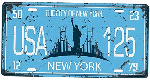 EnjoyMSS Plaque murale vintage en métal rustique USA New York 15 x 30 cm Cover