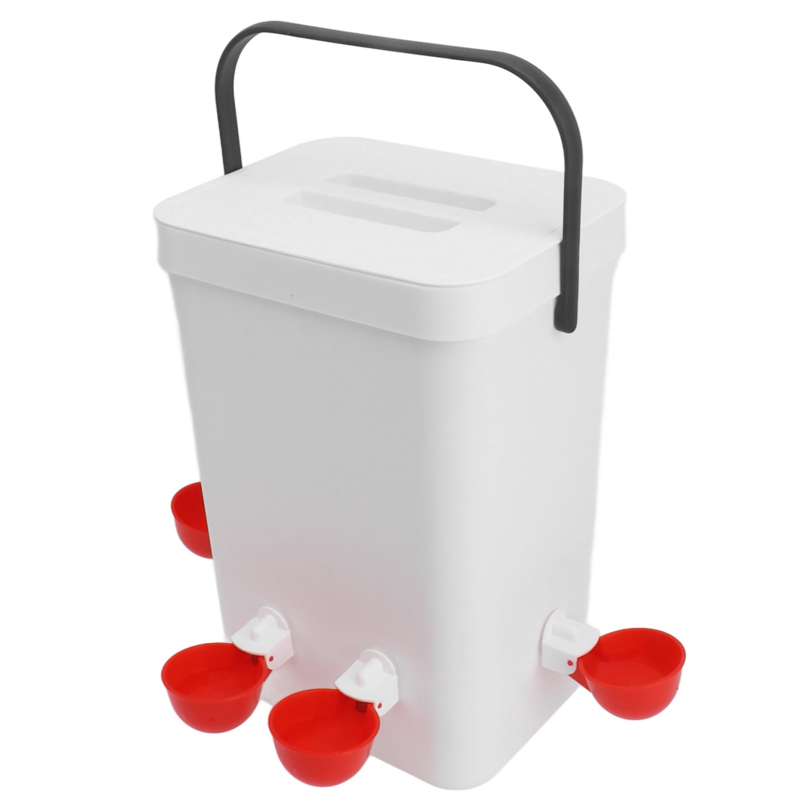 Omabeta Robusto Bebedero Automático para Aves de Corral con 4 Bebederos, a Prueba de Fugas para Pollos, Codornices y Palomas - 12 litros, Blanco