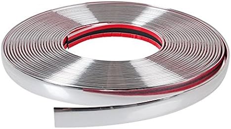 ATMOMO 12mm Silver Soft PVC Chrome DIY Moulding Line Car Decorating Line Trim Strip