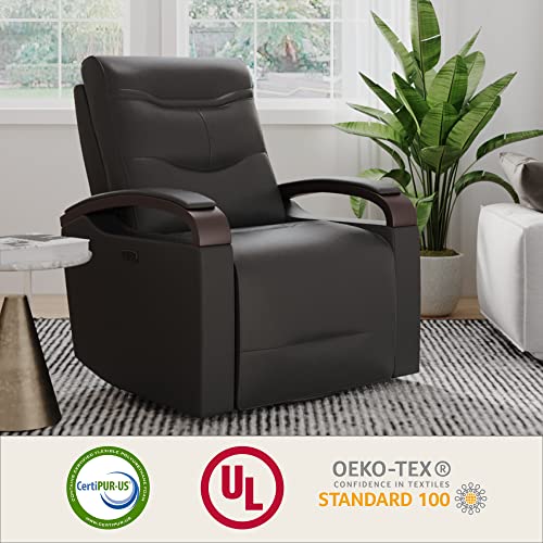 Chita Genuine Leather Power Swivel Glider Rocker Recline,Usb Charge Power Headrest Wooden Contrast Armrest Double Layer Backrest Recliner Chair Sofa For Living Room And Nursery(Grey) #TOP5