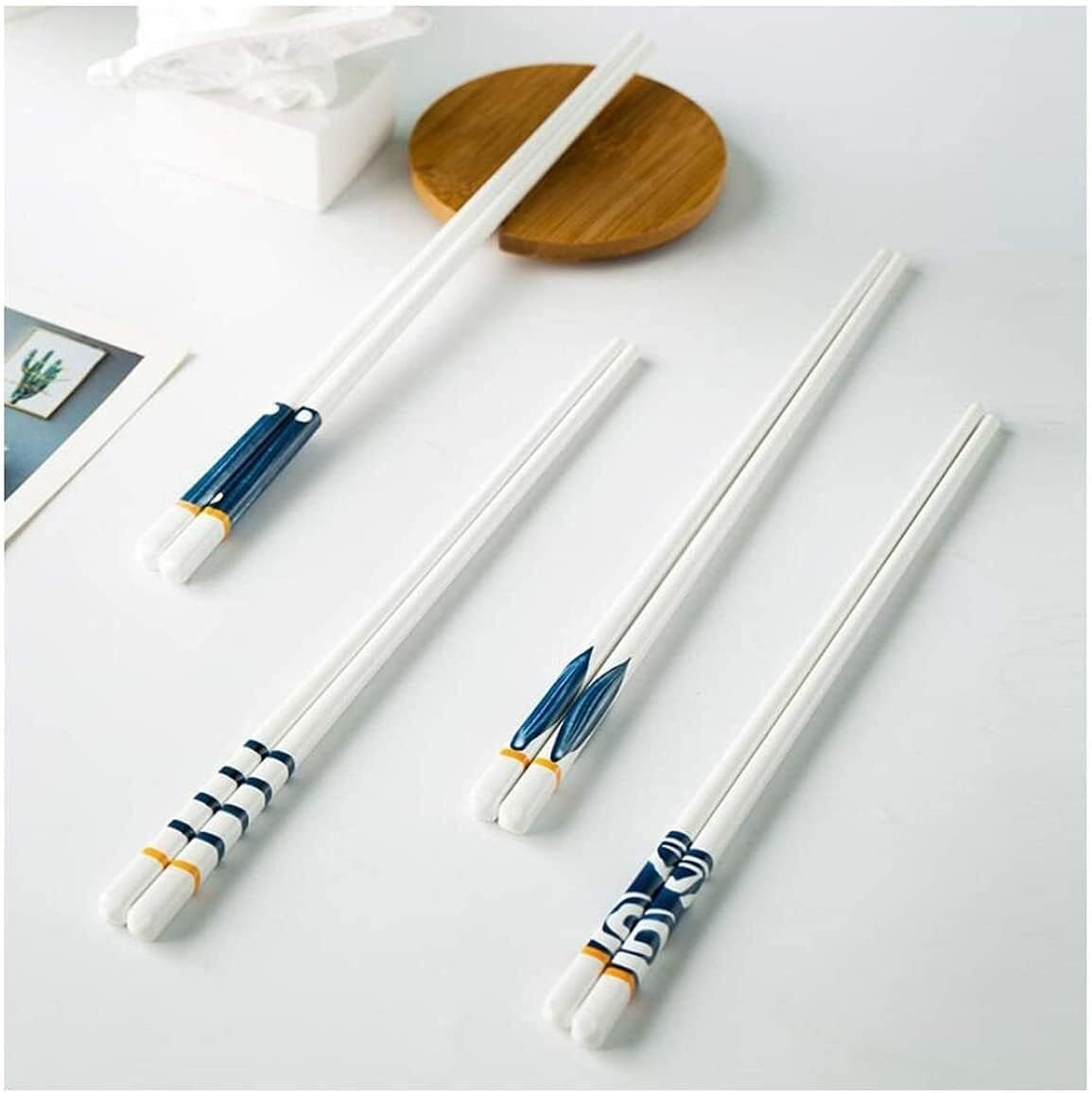 Baguettes en Bois Baguettes réutilisables Baguettes en céramique réutilisables Style Japonais Antidérapant Couleur Mixte 4 Paires Baguettes japonaises