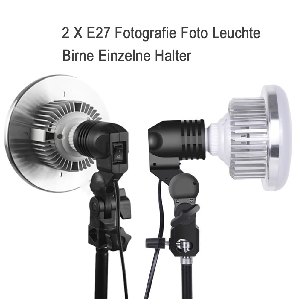 2 X Fotografia Lampada Fotografica Singolo Supporto E27 Attacco Clip Studio EU Spina