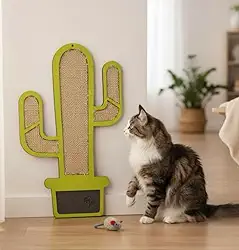 Arranhador de Parede para Gatos, Design Moderno em Formato Cacto, Verde Decoração Casa Junta Natural