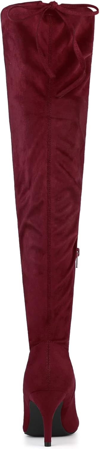 Allegra K Women's Stiletto Heels Thigh High Over the Burgundy Knee High Boots 9 M US - Image 4