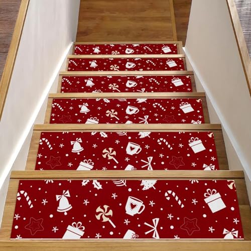 Tapis d'escalier antidérapants de qualité supérieure 76x20cm rouge lot 15 - 2