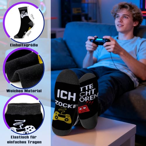 Tacobear Videospiel Geschenke für Männer Teenager Jungen Gamer Geburtstagsgeschenk mit Becher Kissenbezug Lustige Socken Türanhänger Coole Personalisierte Gaming Geschenkset für Ihn