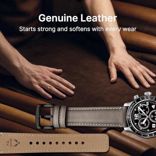 Image of Fullmosa Quick Release Premium Leather Watch Strap | 24 /22 /21 /20 /19 /18mm,Burnished Leather Watch Band Compatible with Samsung Amazfit Fossil Replacement Belt for Men and Women