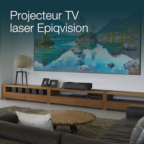 Epson EH-LS800B EpiqVision Ultra Video projecteur Intelligent Laser Pro-UHD 4K ultracourte focale, 3LCD, 4000 Lumens, Android TV, Chromecast, Home Cinéma, Streaming 4K, Sound by Yamaha 20W - Noir