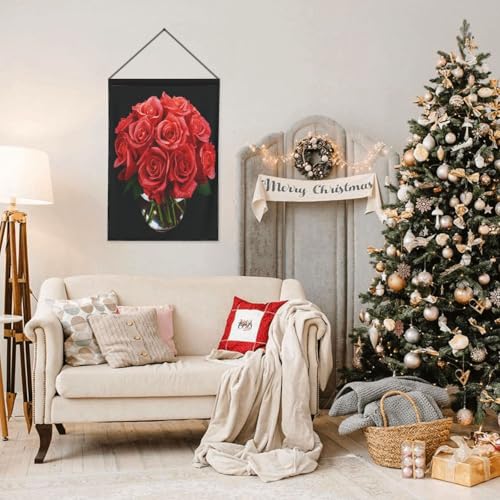 Drapeau de jardin imprimé rose rouge grand format polyester double face - 8
