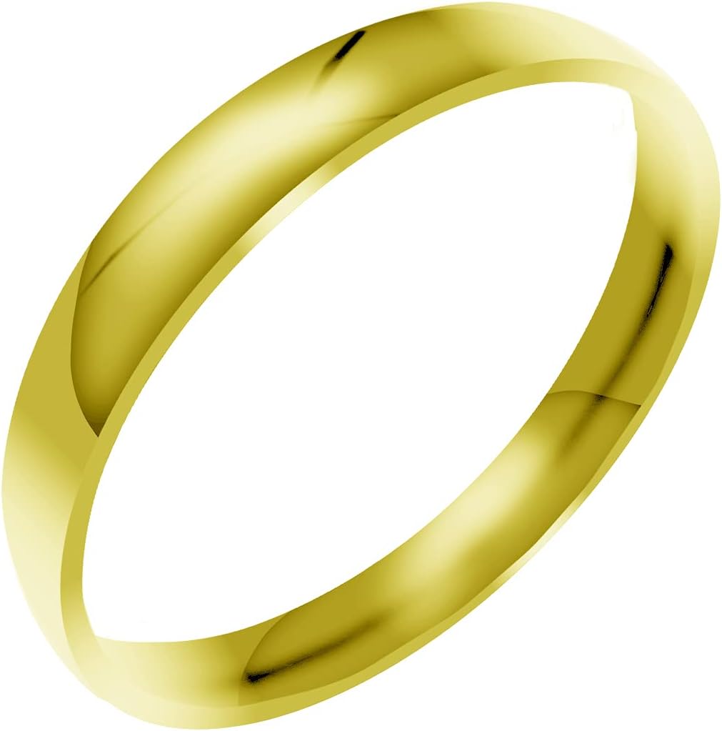 Everstone Shiny Polish Dome Ring Male Female Men Women His Her Groom Bride Promise Ring Wedding Bands Titanium Ring Color Yellow Gold 6MM 4MM & 3MM