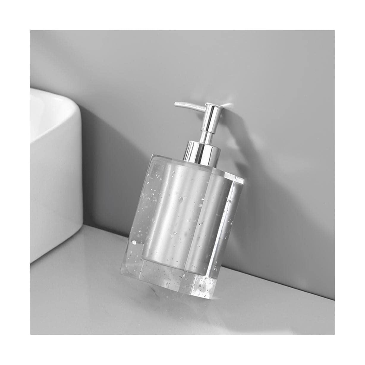 Surek Silver White Simple Resin Soap Dispenser Manual Lotion Dispenser With Pump Countertop For Bathroom Kitchen Multiple Color 500Ml/17.6Oz Easy To Use