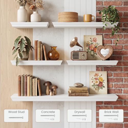 Image of 30 Inch Floating Shelves for Wall, 9.3 inchD Crown Molding Wood Display Shelf