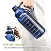 Half Gallon Water Bottle With Straw, 2l Water Bottle Motivational Water Bottle 64 Oz Water Bottle With Time Marker, Wide Mouth Water Jug for Sports Water Bottle BPA Free Leakproof, Blue Water Bottles