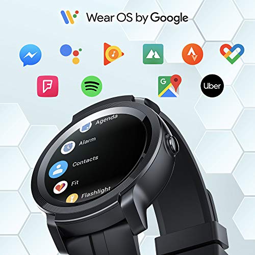 TicWatch E2 Smartwatch, GPS Waterproof 24 Hours Heart Rate Monitor, Running on Wear OS by Google, Black