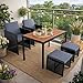 ESTEXO Polyrattan Sitzgruppe Gartenmöbel Set Essgruppe Gartenset Rattanmöbel Rattan Set Hocker Gartenstühle Gartentisch (4 Personen/Schwarz)
