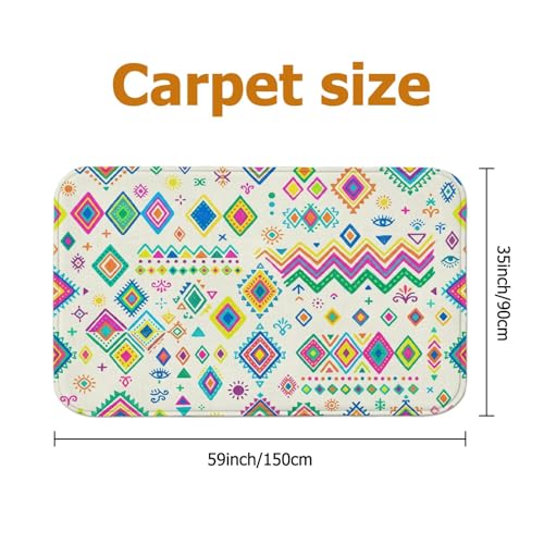 Tapis bohème éclectique zigzag multicolore doux antidérapant entrée cuisine 90x150 - 3