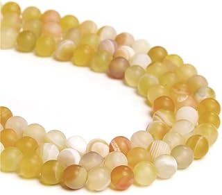 38 cuentas espaciadoras redondas de 10 mm de color amarillo limón mate natural a rayas, tamaño de agujero de 1 mm, piedras preciosas curativas energéticas para hacer pulseras, collares, joyas