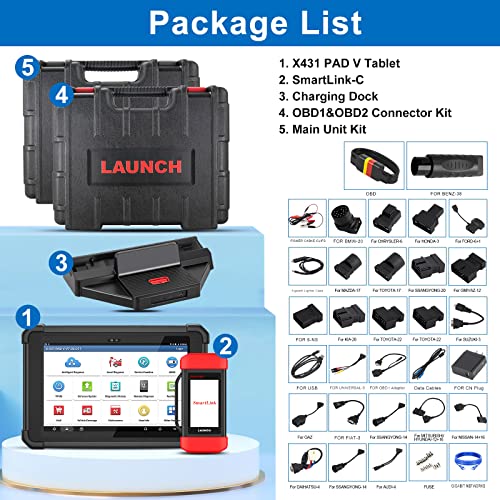 Launch X431 Pad V Elite Ecu Online Programming & Coding Scan Tool,Topology Map,Full System Diagnostic Scanner,Full Bi-Directional Control & 60+ Reset Functions,Heavy Duty Truck,Can Fd,2 Yrs Update #TOP5