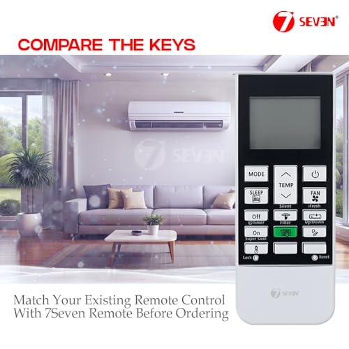 Image of 7SEVEN Compatible with Hitachi AC Remote Control Model 168H Suitable for 1 1.5 2 Ton Split and Window Inverter Air Conditioner - Match Each Key by Key Exactly with Existing AC Remote Function