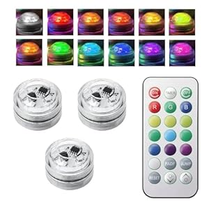 3 Stks Mini Dompelpomp LED Verlichting Waterdicht Onderwater RGB Kleine Kleur Veranderende Zwembad Theelamp met Afstandsbediening Batterij Werkende Vlamloze Lampen voor Vijver Aquarium Vaas Tuin Party