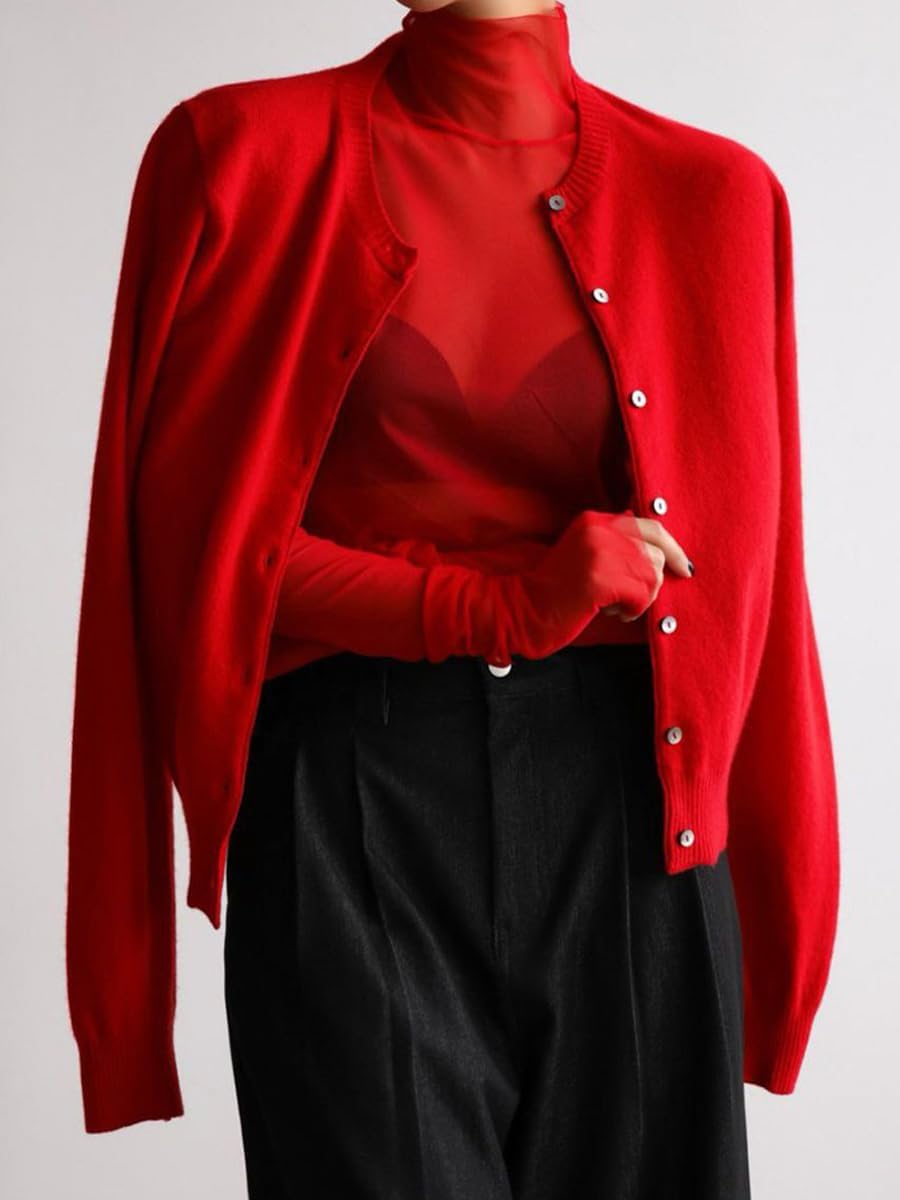 Red Light Cardigans for Women Long Sleeve Button Up Sweaters Cardigans Knitted Womens Cardigans Dressy Casual - Image 5