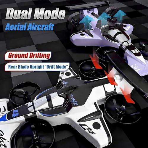 Image of 2-in-1 Flying Car & Stunt Drone - Mini Indoor Drone, 2 in 1 RC Quadcopter & Flying Car Toys, 2.4Ghz Remote Control 4WD Stunt 3 Speeds Adjustable, Birthday Xmas Gifts..
