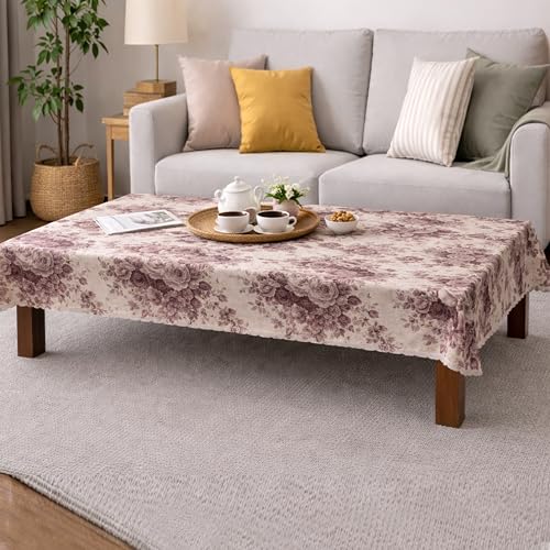 Image of Dakshya Industirs PVC Waterproof Table Cover 36x54 Inch Floral Printed Center Table Cover Washable Plastic Table Sheet Oilproof Dining Table Cover for Coffee Table Living Room Home (Modern Shine)