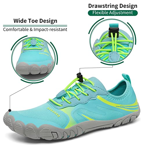 Saguaro Water Shoes Swim Beach Shoes Aqua Barefoot Shoes Quick-Dry River Wet Pool Kayak Surf Shoes For Women Men Light Blue Us 8 Men/10 Women #TOP1