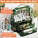 Makeup Organizers Skincare organizers with 2-Layer Storage Box and Transparent Cover Waterproof Dustproof Cosmetics Display Cases with Brush Holder for Countertop Vanity Bathroom Dresser Gift(Green)