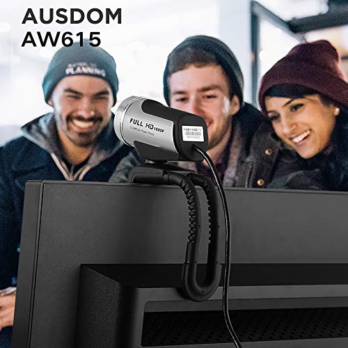 Ausdom Full Hd 1080P Wide Angle View Webcam With Anti-Distortion, Aw615 Usb Computer Camera,90-Degree Fov, Auto Low-Light Correction, Plug And Play For Zoom/Skype/Teams,Conferencing And Video Calling #TOP6