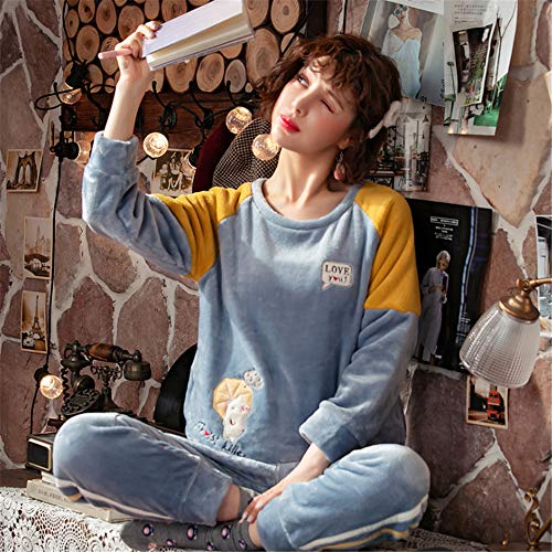 Preisvergleich Produktbild DUJUN Die Winterverdickung der Flanellpyjamasfrauen Plus warmes korallenrotes Samtpyjamaswinter-Hausservice des Samtmädchens A-21 XL