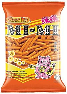 Snek Ku Snack (Mi-Mi Prawn Flavoured, 6 Packs x 80g)