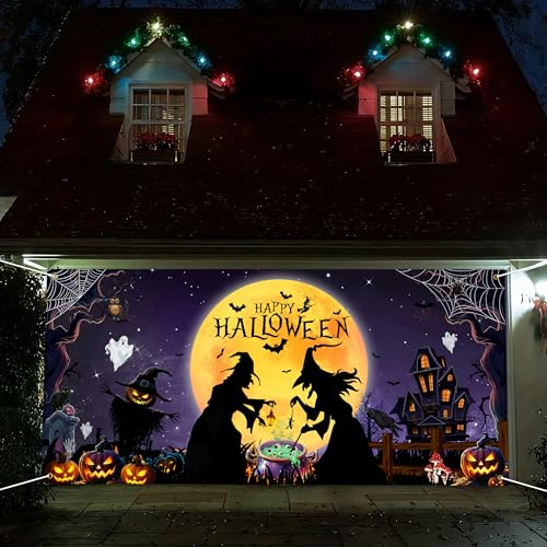 Halloween Garage Door Banner Cover 7x16Ft Outdoor Decor - image 4
