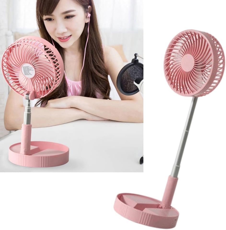 Indoor Floor Fan with Adjustable Height, Folding Base and Four Speed Cooling for Bedroom, Home Office and Dorm Use
