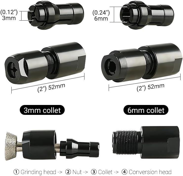 LOZLIN Angle Grinder Modified Adapter 5/8-11 Thread Straight Grinder Chuck Converter Heavy Duty Power Tool Accessory for Grinding Polishing Metalworking, 3/6mm-Black