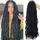 Youngther New Faux Locs Crochet Hair 24 inch 7 Packs Soft Crochet Locs For Natural Butterfly Locs Style - Pre Looped Goddess Locs Crocher Hair For Balck Women Synthetic Braiding Hair Extensions