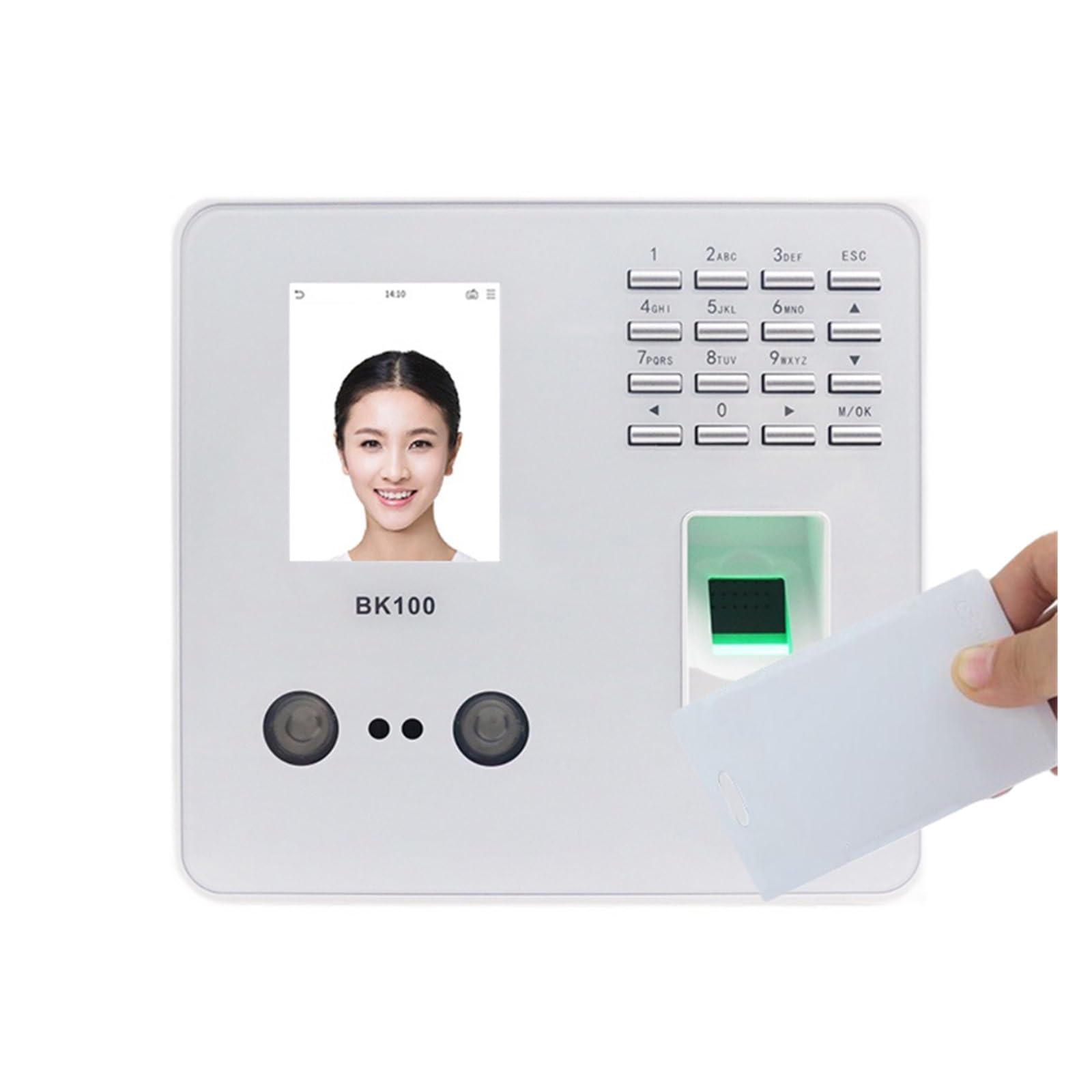 CVFRDD BK100 USB Biometric Fingerprint Face Recognition Employee Time Attendance Machine Time Clock Recorder(BK100-IC)
