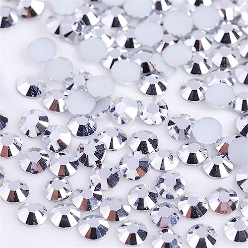 Image of 3000 Pieces SS6 2mm Flatback Rhinestones Clear Glass Round Gems Crystals for Nail Art DIY Crafts Clothes Shoes Bags (Silver)