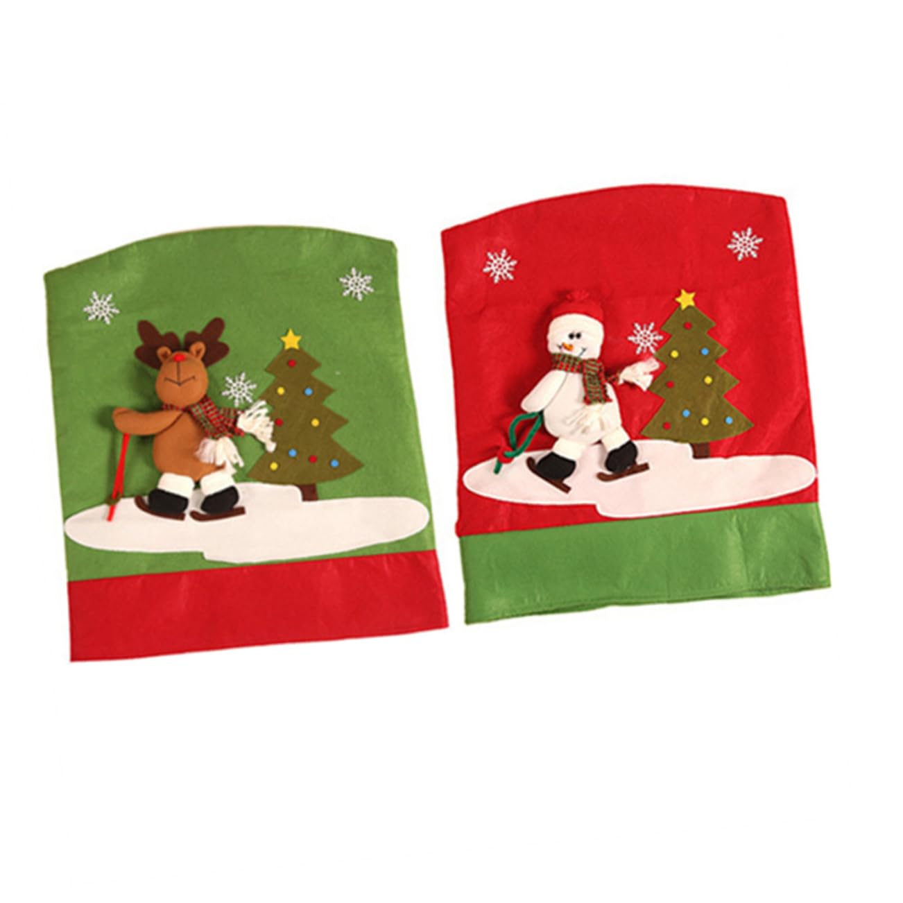 Housse de chaise pour Noël Cabilock lot de 2 avec motifs renne et bonhomme