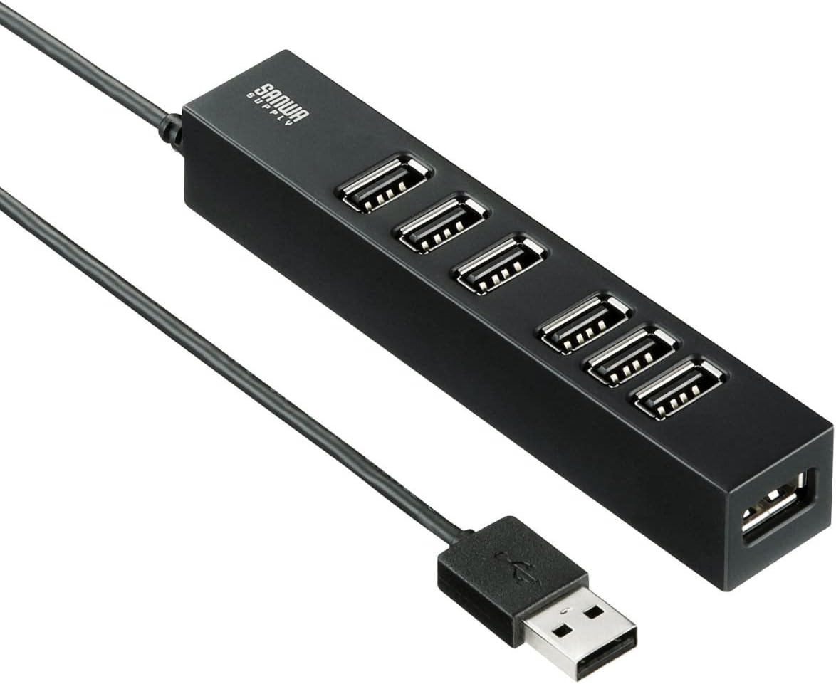 Sanwa Supply USB 2.0 Hub (7 Ports) USB-2H701BKN Black