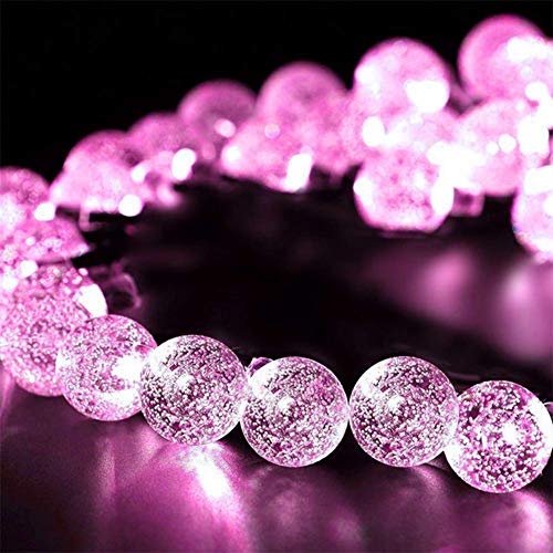 Preisvergleich Produktbild HW Solar Lichterkette Außen Mit 30Led Kupeln, LED Lichterketten, Wasserdicht Weihnachtsbeleuchtung Für Garten, Party, Bäume,Halloween,Pink