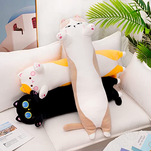 Marble Empire Long Cat Pillow Plush Cute Cartoon Cats Soft Throw Pillows Kids Hugging Body Plushy Toy Kawaii Kitten Stuffed Weighted Animal Plushies Gift (Black,35.4Inches) #TOP4