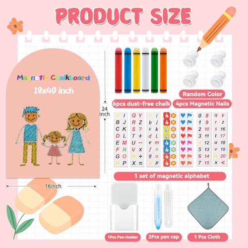 Magnetic Arch Wall Decal for Kids 16x24 Inch,Upgraded Thickened Magnetic Chalkboard for Most Wall,Suitable for Home Decoration Wallpaper and Children's Game Room (Camel Pink, 16" W x 24" H) — view 4