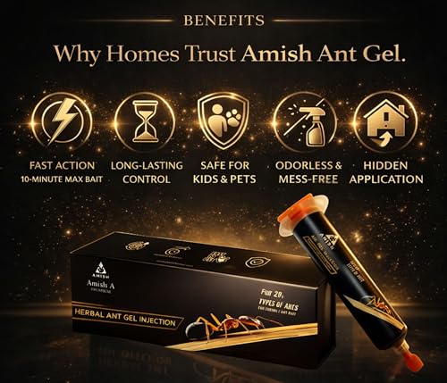 Image of Amish Herbal Ant Gel injection | 10 Min Max Bait Formula | Powerful Organic Repellent & Cleaner | Removes Red, Rekha, Laxman, Antox Pests | Natural Dawa Protector for Home & Kitchen